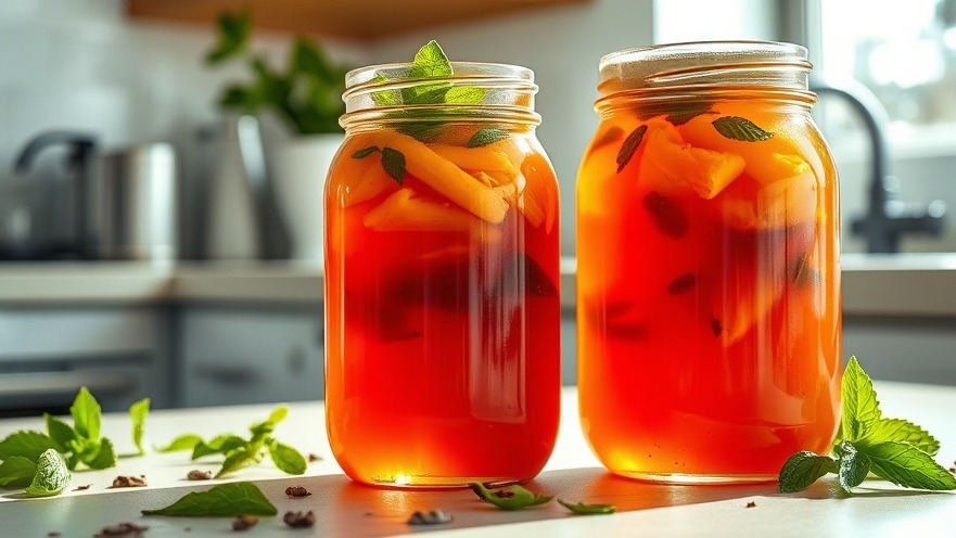 Vibrant homemade kombucha showcasing SCOBY, highlighting its health benefits.
