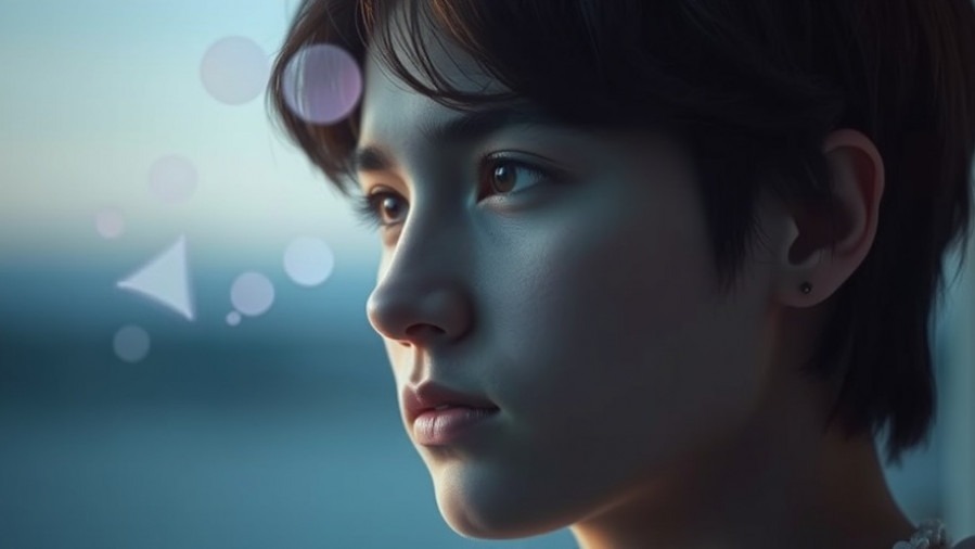 Thoughtful young adult in soft morning light, reflecting on mental clarity and mindfulness.