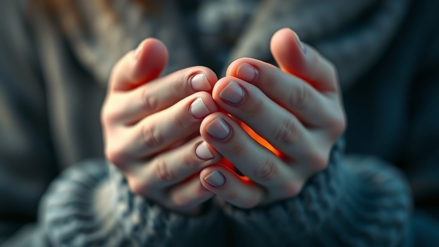 Close-up of a hopeful person warming their hands, promoting Cold Hands Solutions.