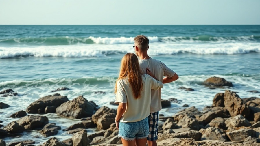 Mindfulness in health: two people by the ocean, embracing small steps wellness.