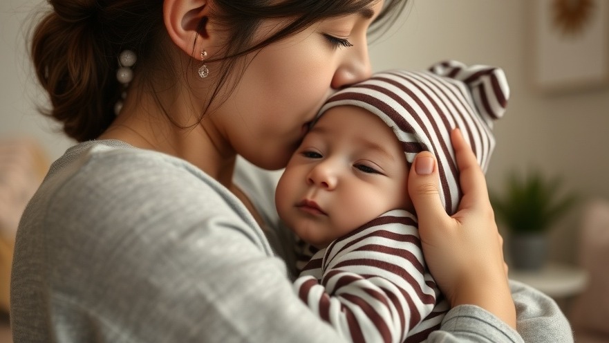 Tender moment of a mother and baby embracing, highlighting mindfulness and emotional healing.