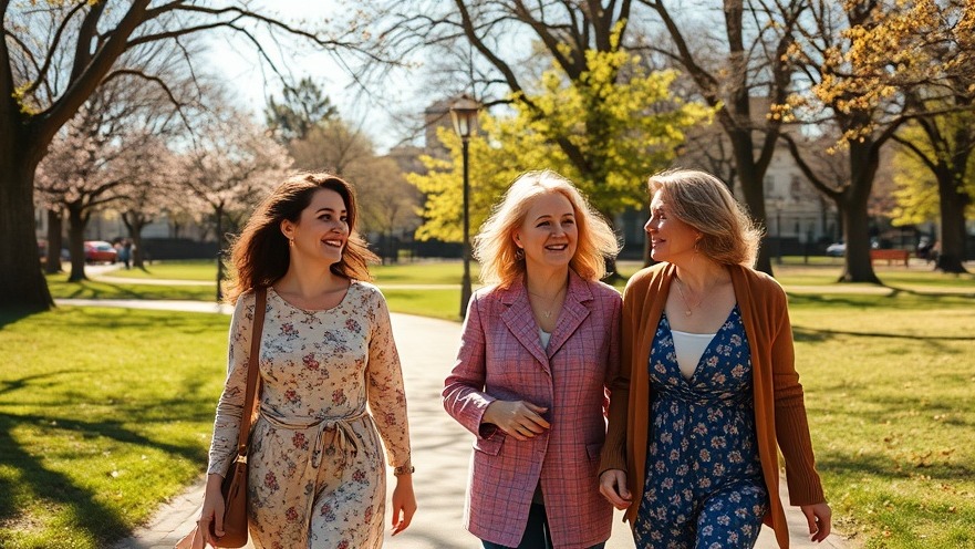 Women in their forties enjoying spring in a park, embracing natural remedies for knee pain.