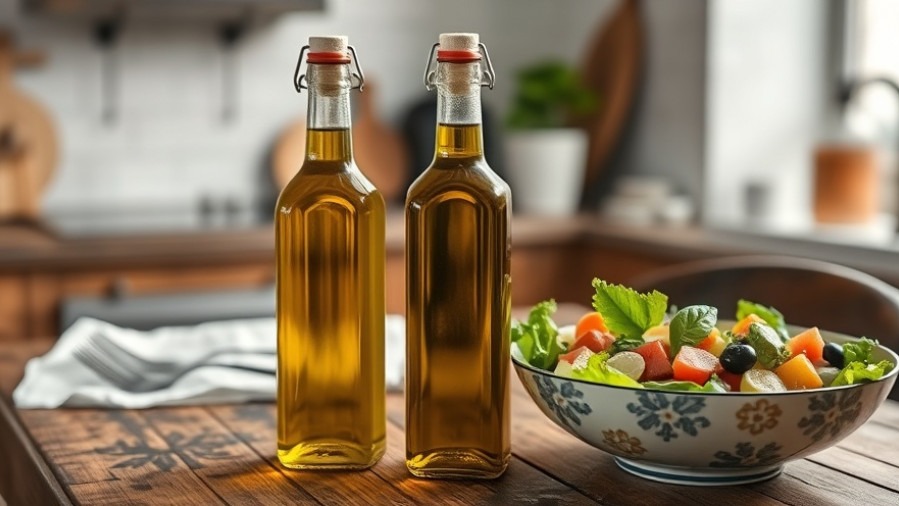 Extra virgin olive oil on a rustic table showcasing its health benefits and anti-inflammatory properties.