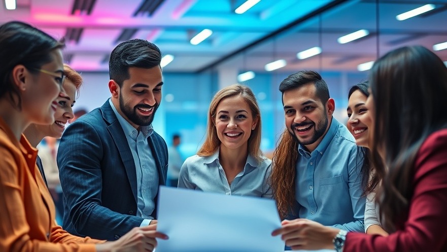 Diverse professionals collaborating in an innovative modern office.