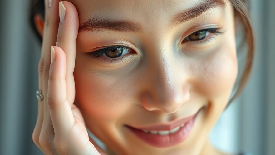 Young woman with a serene smile, showcasing eye health nutrition and comfort.