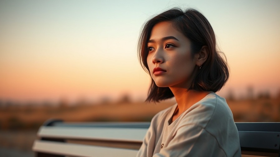 A thoughtful young woman at sunrise, contemplating finding purpose in life.