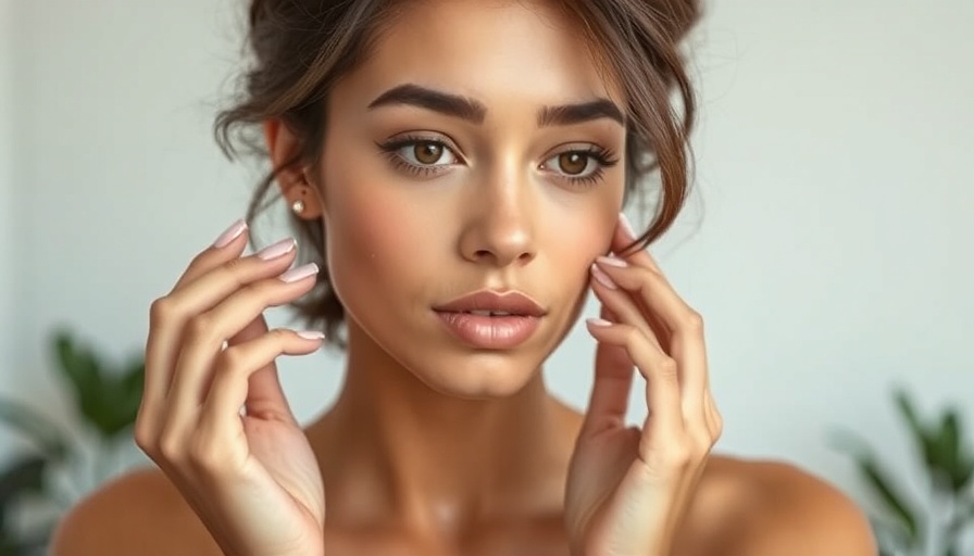 Young woman demonstrating TikTok skincare trends indoors.