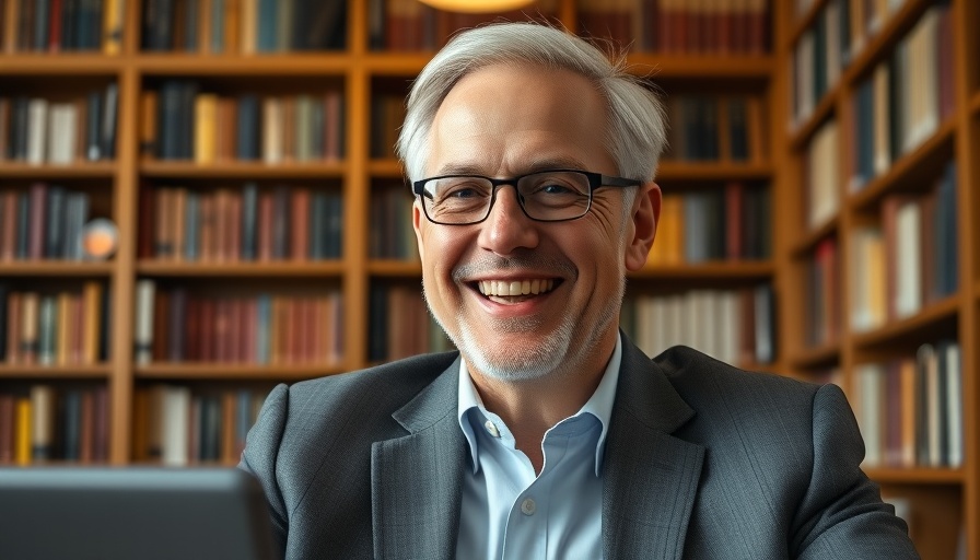 Middle-aged man discussing bimekizumab dosage in a library setting.