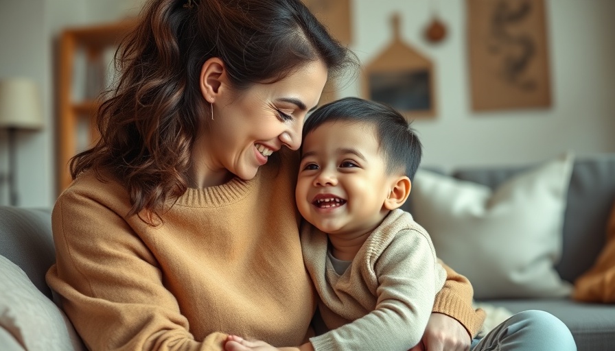 Caring moment between mother and child on couch, discussing skin conditions in children.