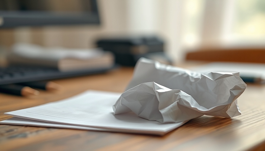 Crumpled paper and notepad suggest writing frustration in mindfulness practice.