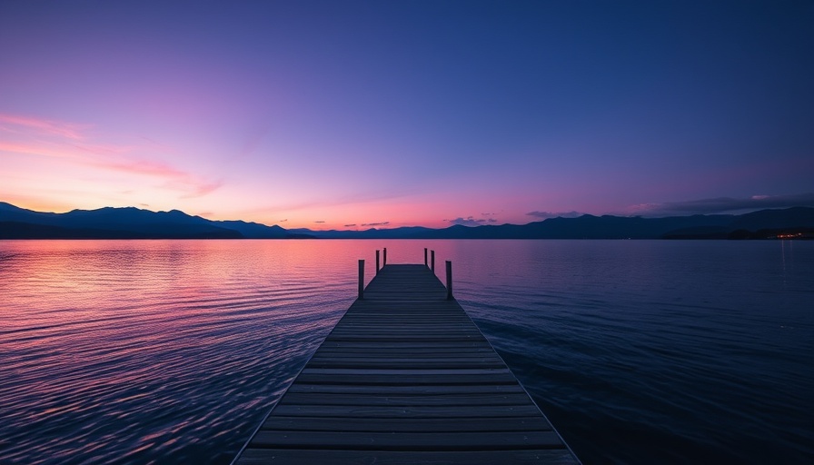 Peaceful lakeside pier at twilight reflecting inner peace