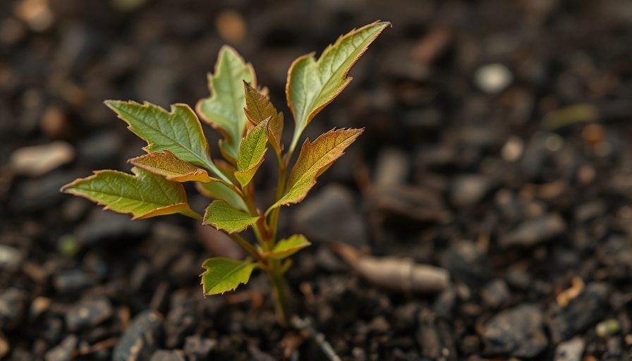 Emerging oak sapling showcasing seasons of growth in rich soil.