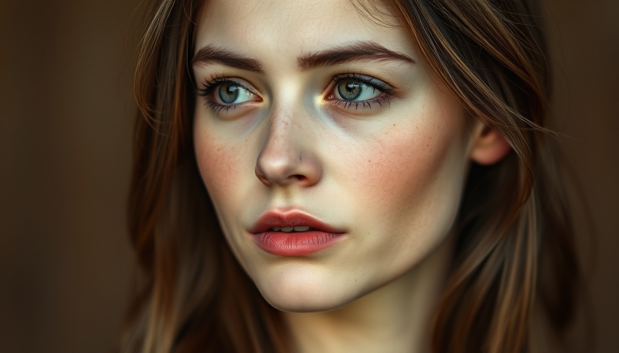 Young woman's face with a subtle seasonal allergies rash, wearing scarf.