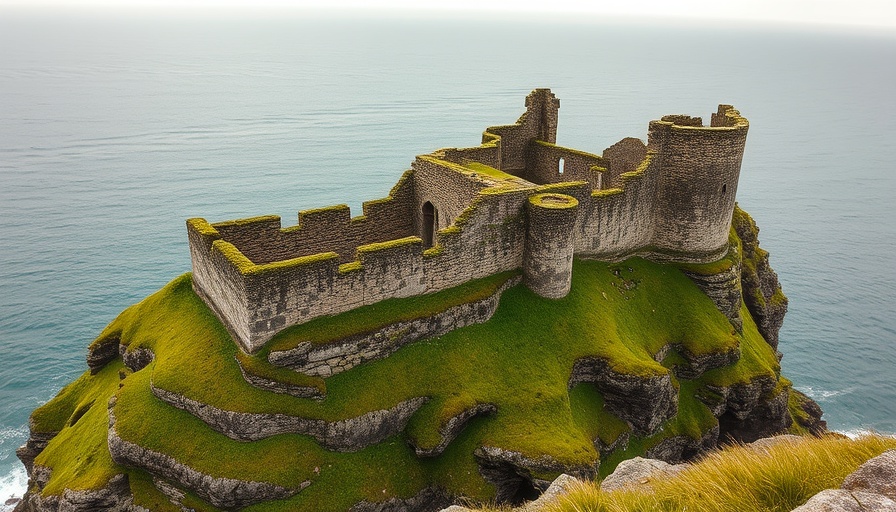 Ancient castle ruins on a coastal cliff illustrating natural cycles.