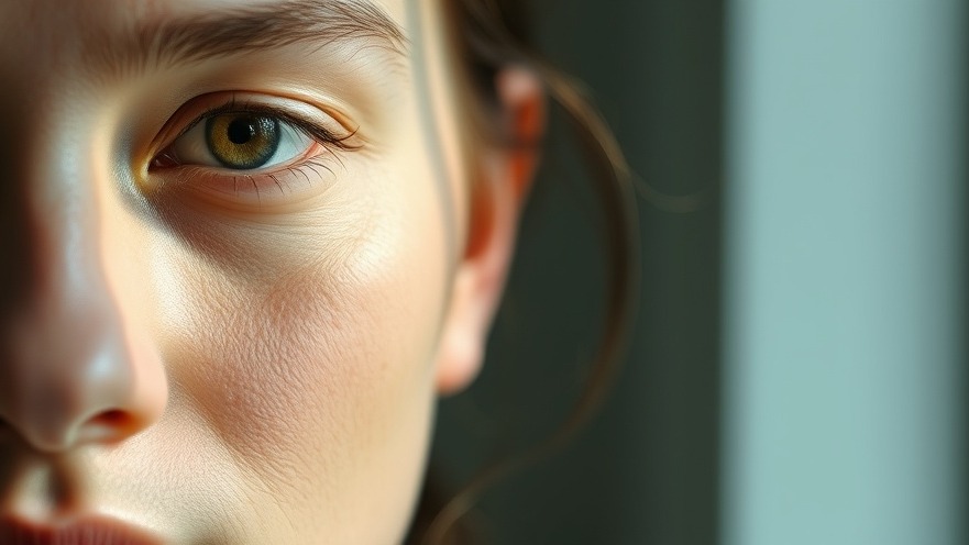 Calm person practicing eye movements to reduce anxiety in soft daylight.