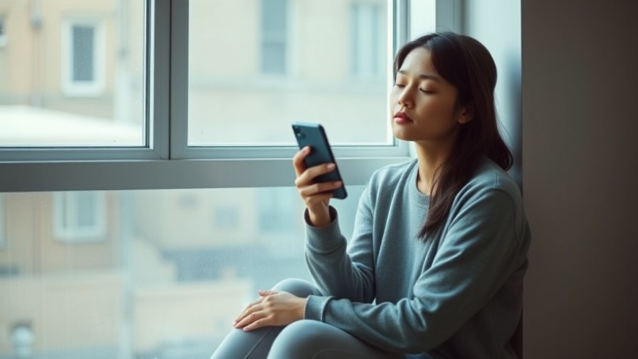 Thoughtful young woman reflecting peacefully, highlighting social media mental health.