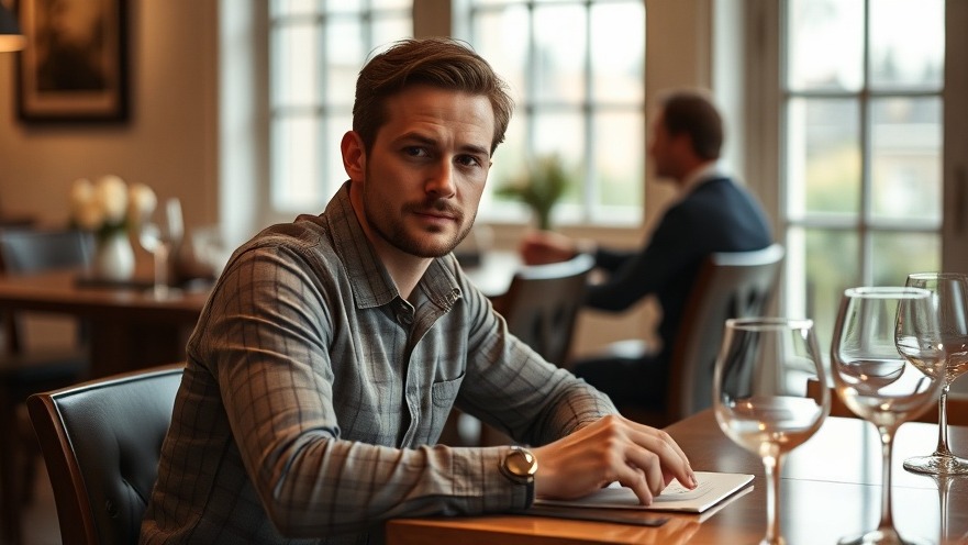 A hesitant man in his thirties at the dining table reflecting on his health journey and proactive wellness.