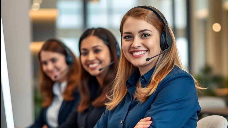 Dedicated customer service representatives assisting clients with inquiries