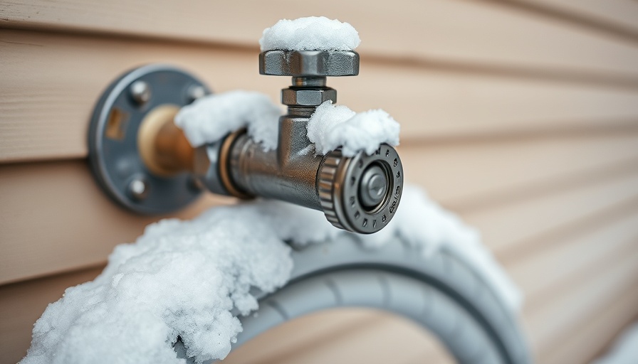 Snow-covered hose spigot for winterizing your home.
