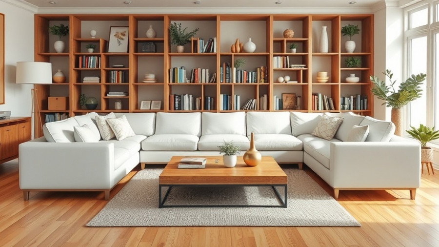 Elegant white sectional sofa in cozy living room, perfect for small spaces