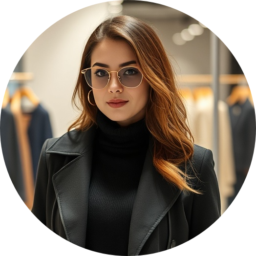 Female fashion brand owner showcasing her latest collection.