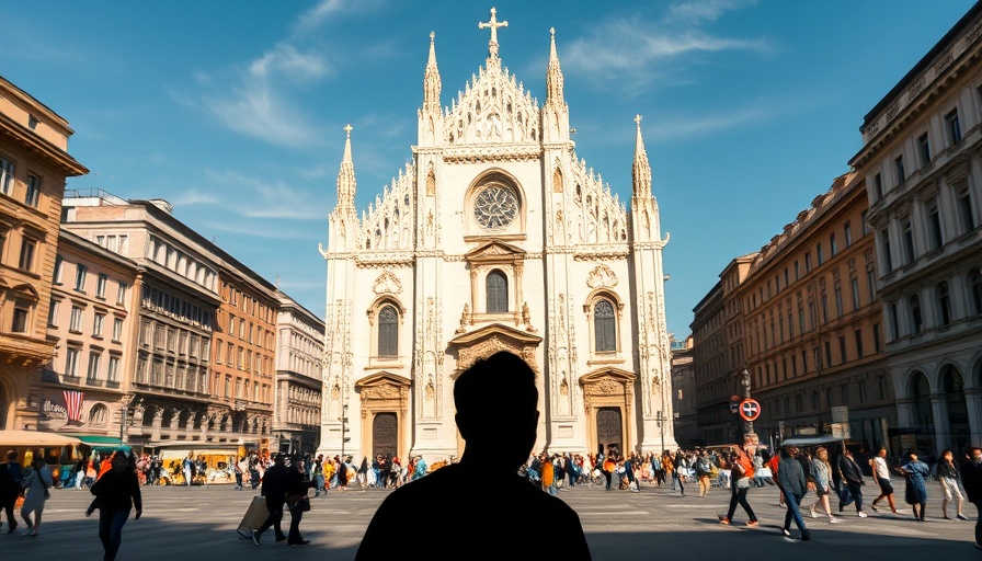 Person silhouetted against Milan Cathedral, Angelenos moving to Italy