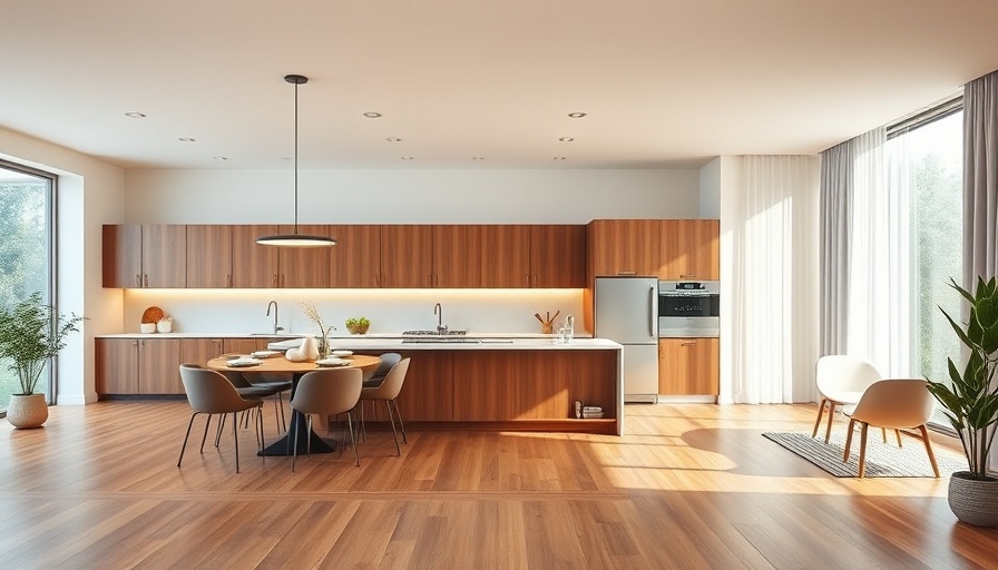 Spacious modern kitchen in California homes with open layout.