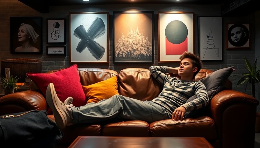 Teen basement makeover featuring cozy leather seating and stylish decor.