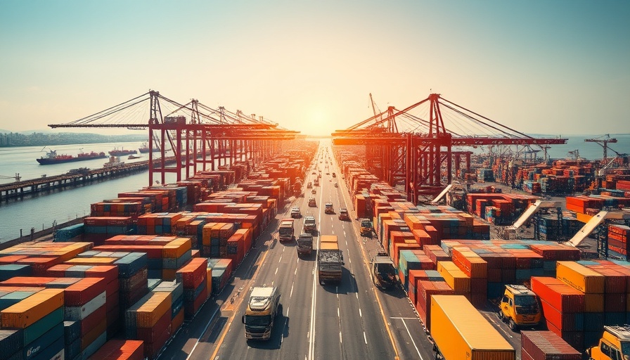 Busy port with shipping containers and cranes in L.A.