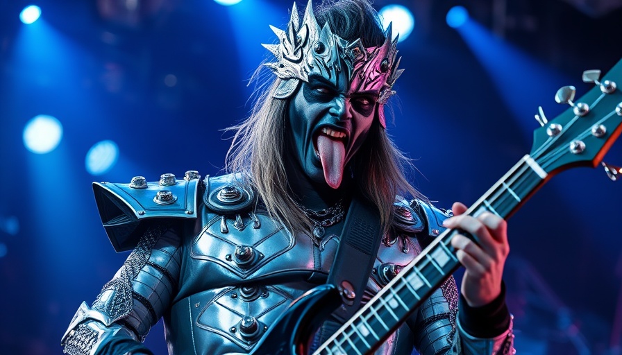 Musician in armor costume performing on stage.