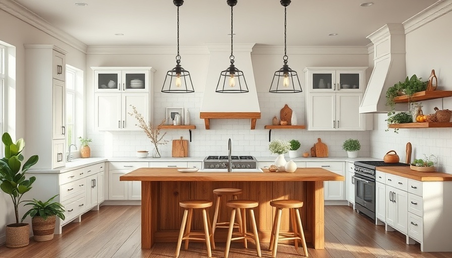 Modern farmhouse kitchen lighting ideas with pendant lights over an island.