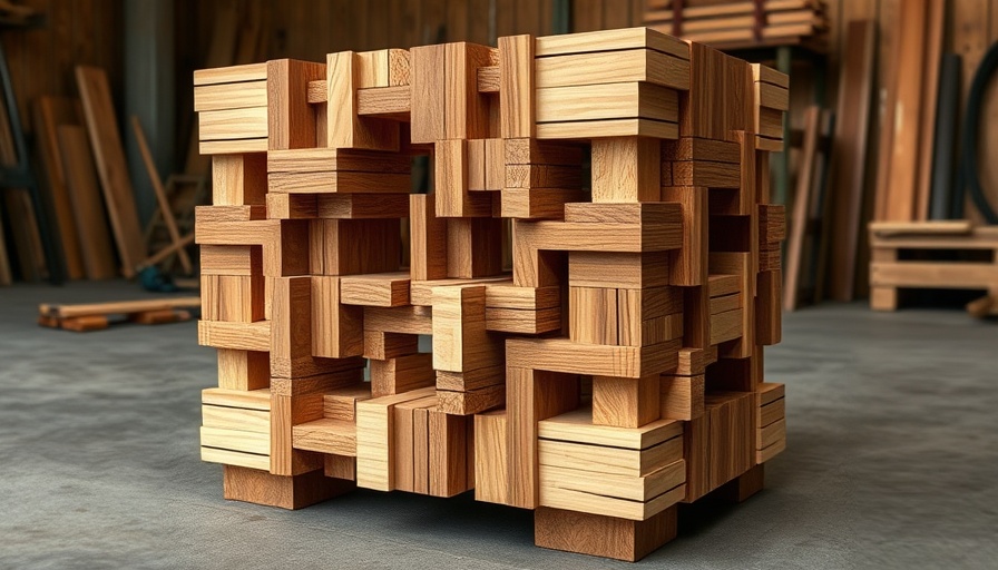 Contemporary furniture trends 2025 featuring geometric wooden design.