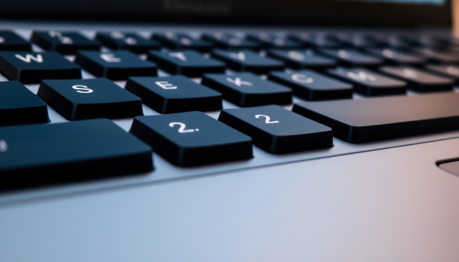 Close-up of keyboard with raised lines on F and J keys, showcasing design and function.