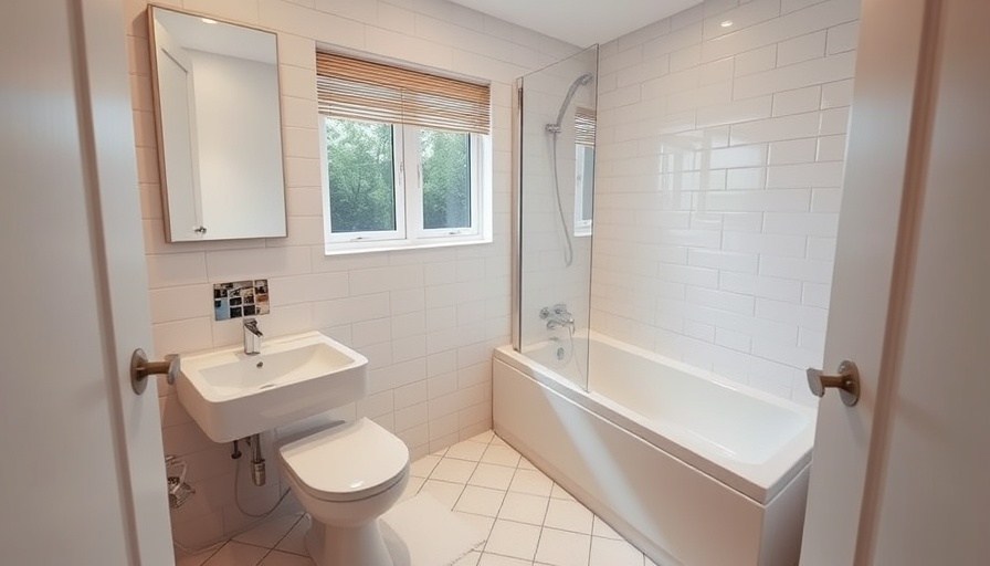 Smart bathroom layout with compact design and modern features.