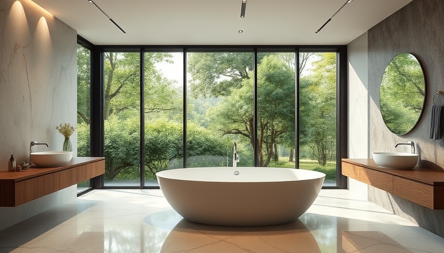 Modern California home bathroom with freestanding tub.