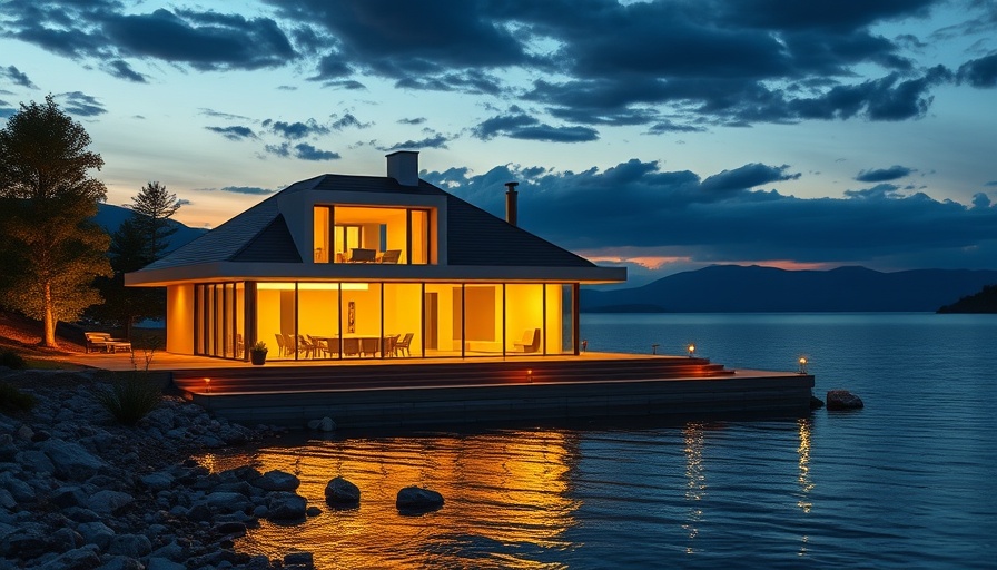 Lakeside resort-style villa at La Cova during dusk