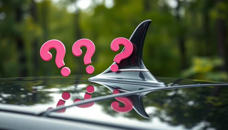 Car roof with shark fin antenna and question marks, obscure car facts