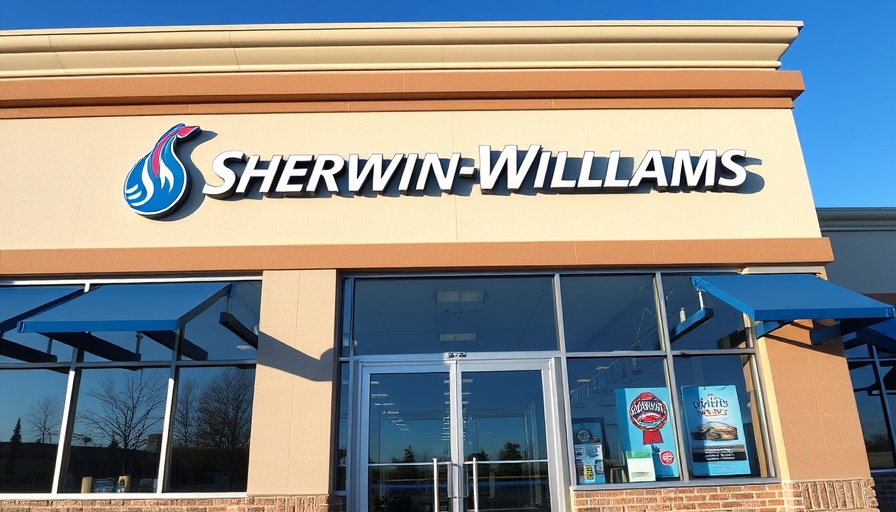 Sherwin-Williams store facade under blue sky.