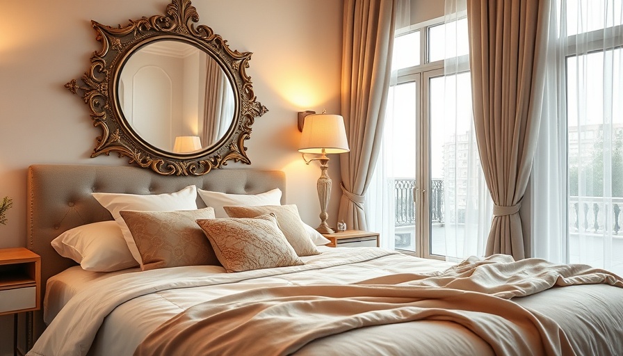 Elegant bedroom in California home with plush decor and soft lighting.
