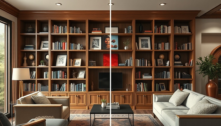 Renter-friendly built-in bookcase transformation with art and decor.