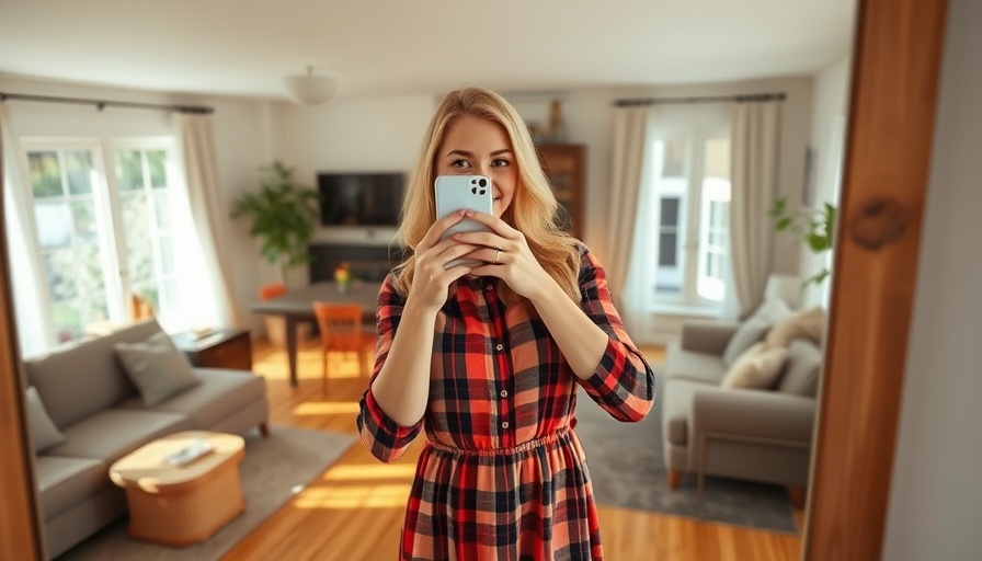 Cozy living room mirror selfie highlighting September home updates.