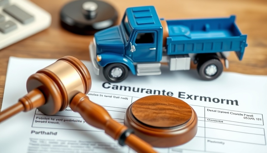Toy truck and gavel on insurance claim form represent no-fault insurance laws.