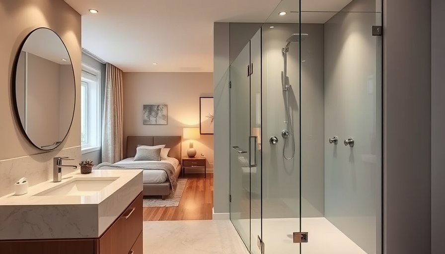 Modern bathroom with glass shower showcasing latest remodel trends.