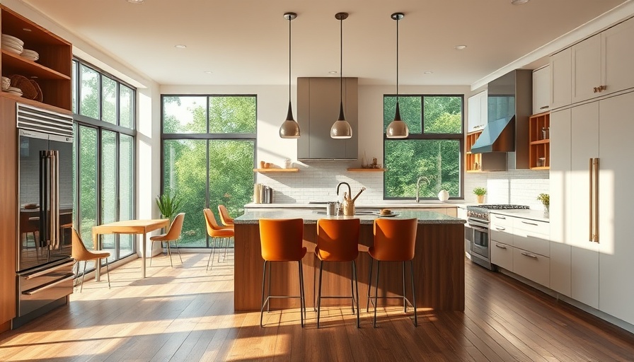 Contemporary kitchen design with island and natural light, bringing people together.