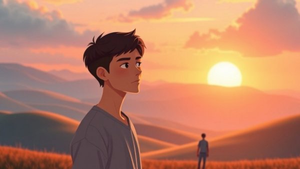 Reflective man symbolizing kindness amidst toxic behavior, cartoon style.