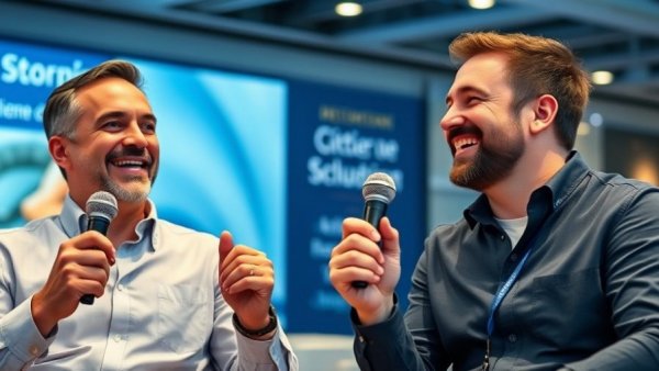 Two men discussing challenges in supplement content creation on a podcast.