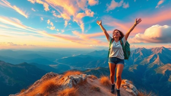 The Gift of Being Single: Young woman hiking in colorful mountains.