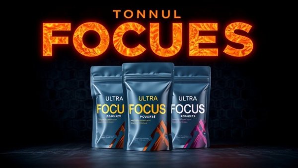 Ultra Focus Pouches as an alternative to nicotine and caffeine, vibrant packaging.