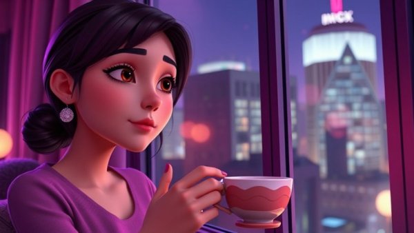 Mindfulness for sleep improvement, woman enjoys tea by window.