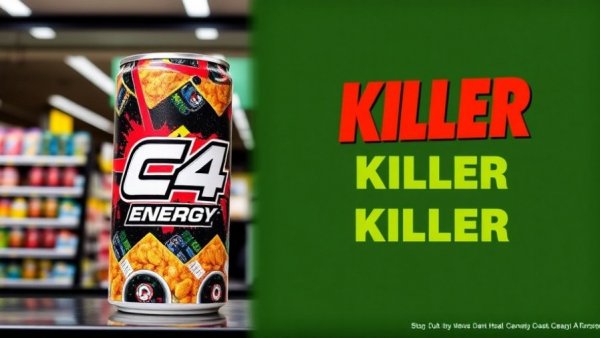 C4 Energy Cereal Killer advertisement at retail store window.